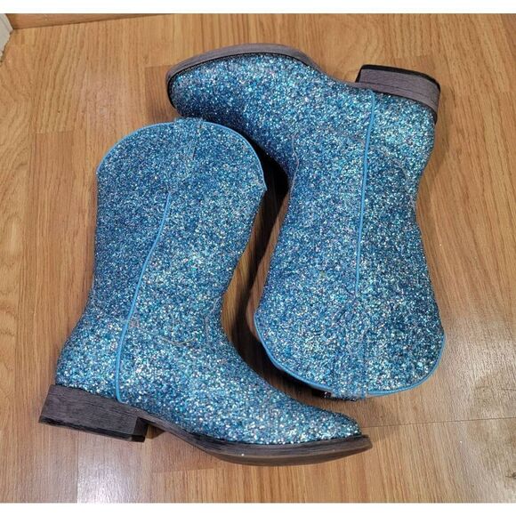 Ropper Blue Multi-Glitter Vamp Shaft Boots 5 - Picture 4 of 7